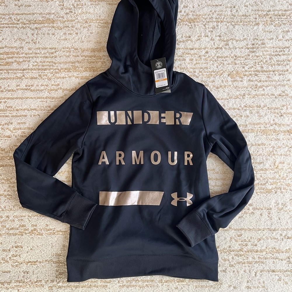 NWT Under Armour Black Hoodie with Metallic Logo